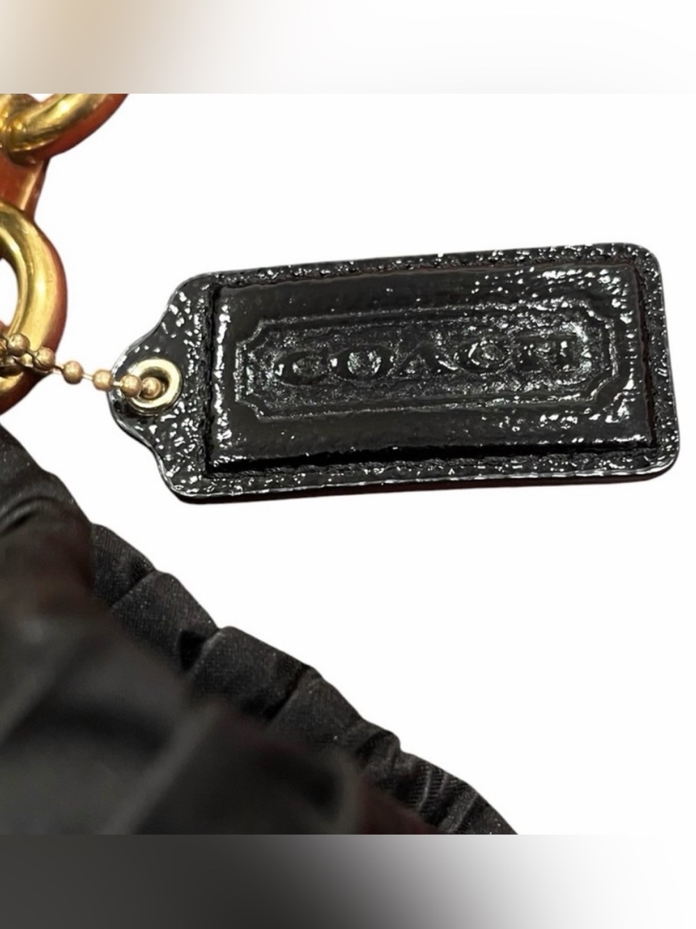 Coach Ashley Gathered Satin Satchel — Black - Picture 7 of 9